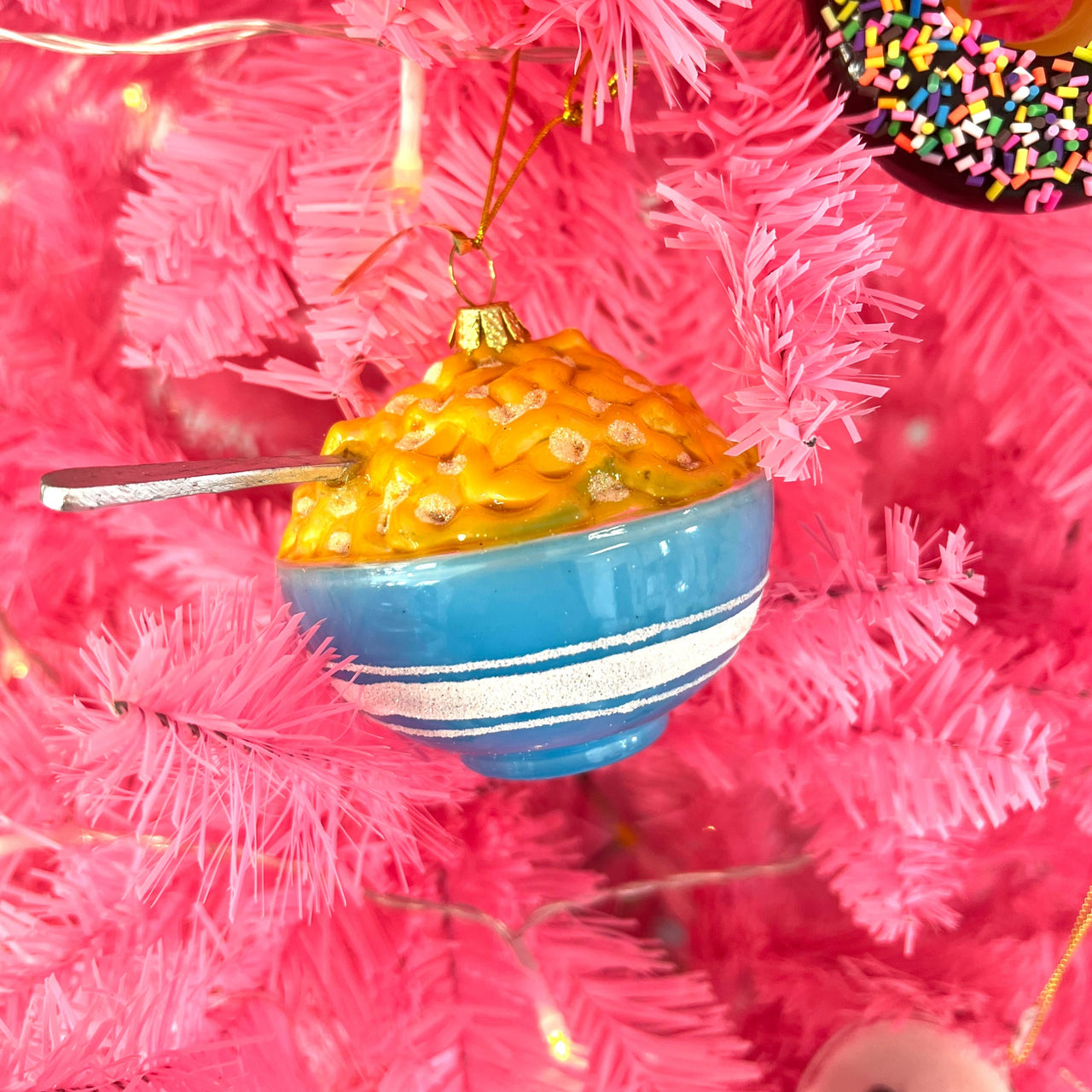 Bowl of Mac & Cheese Glass Ornament