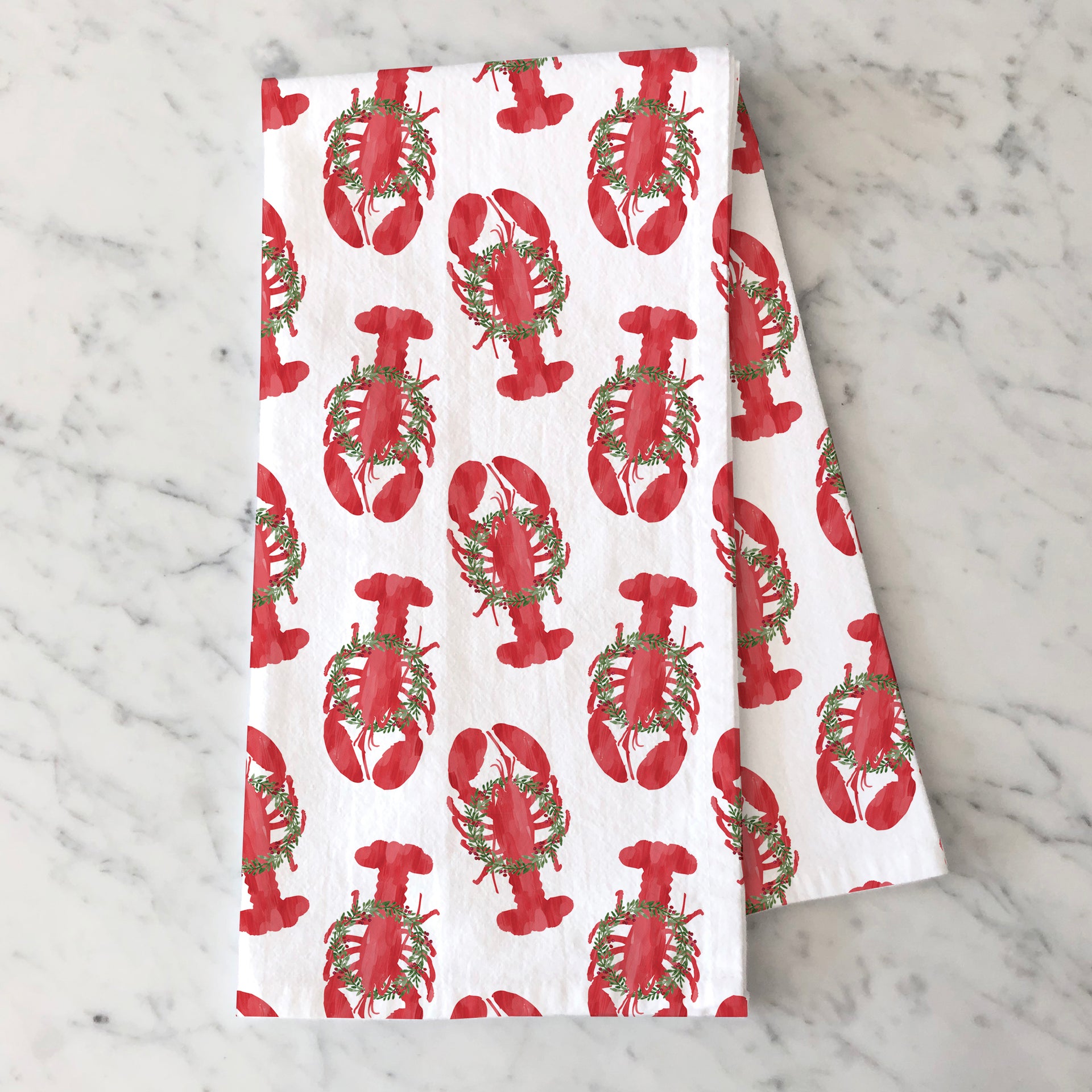 Holiday Lobsters Tea Towel Tea Towel by Gert & Co