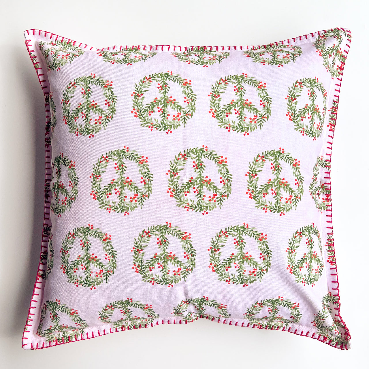 Peace Wreath Holiday Pillow Cover