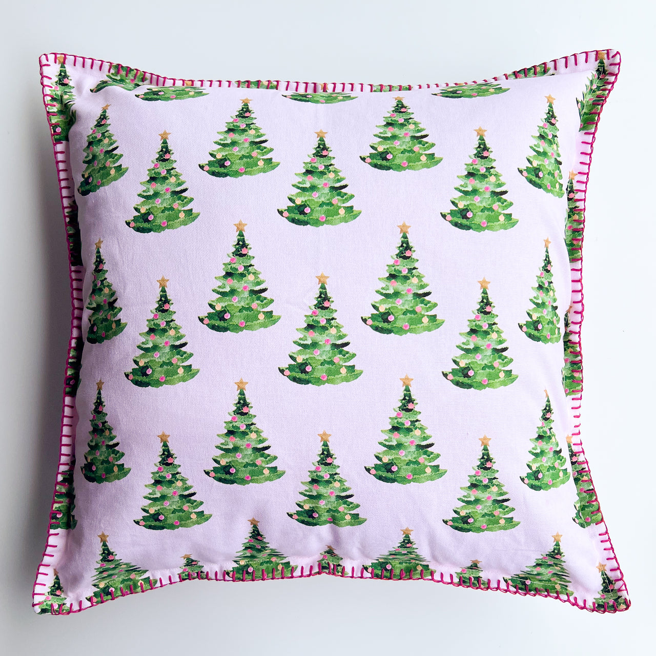 Pink Christmas Tree Pillow Cover