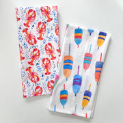 Colorful Buoys Tea Towel and Lobsters Tea Towel by Gert & Co