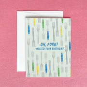 Oh Fork Belated Birthday Greeting Card by Gert & Co