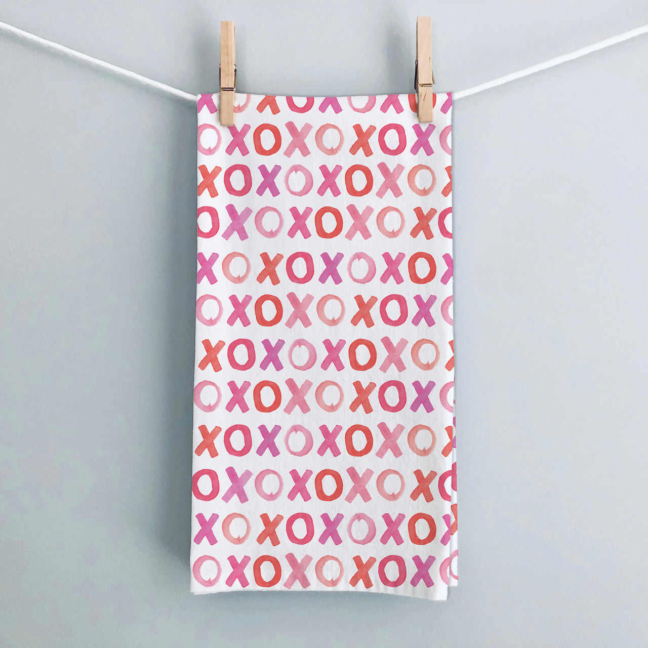 Pink X's and O's Tea Towel