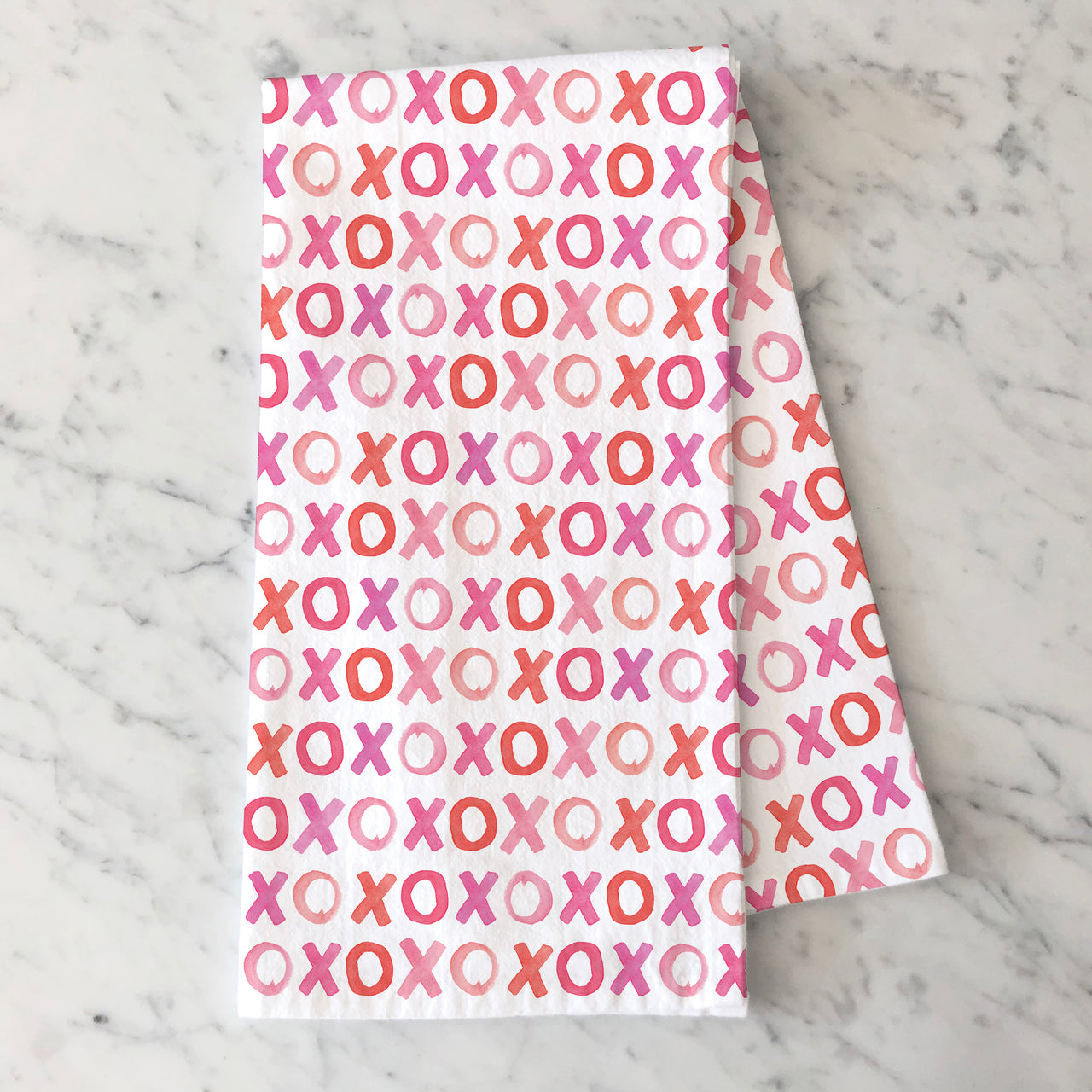 Pink X's and O's Tea Towel