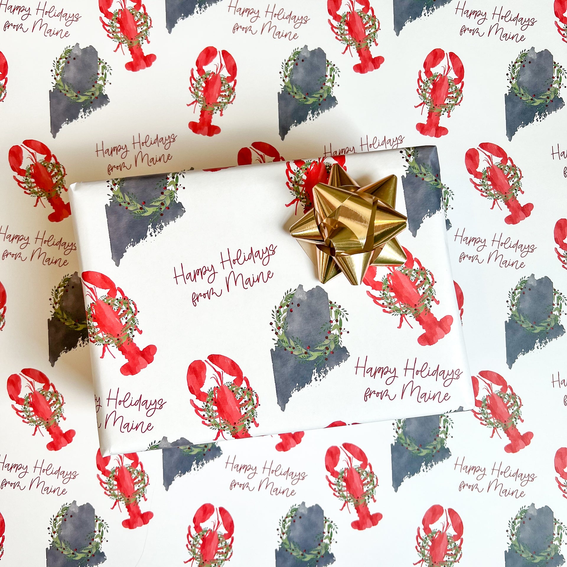 Maine Holiday Lobster Gift Wrap by Gert & Co